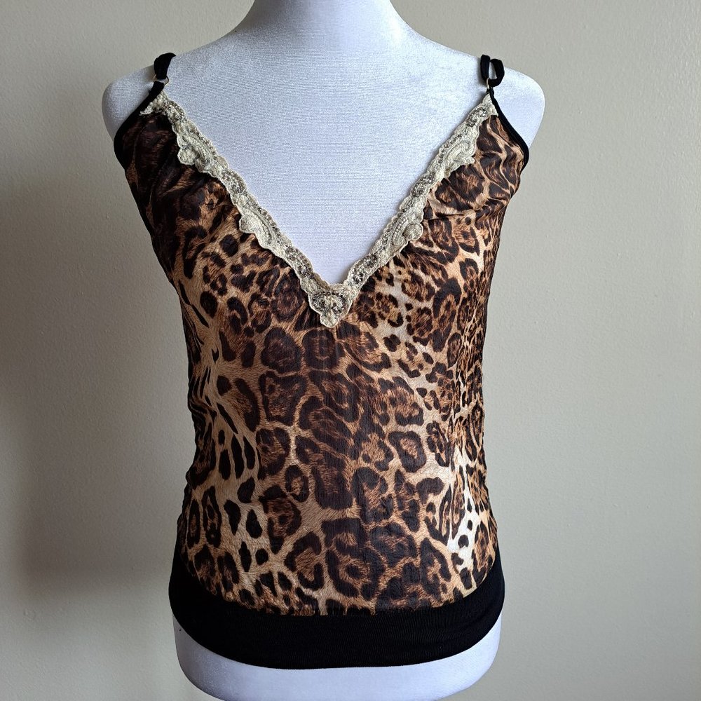 VDP Italian Women's Leopard Print Silk Tank Top Size IT40 / XS